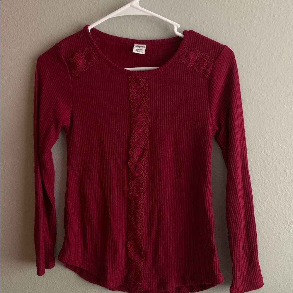 Wallflower Burgundy Ribbed Knit Top